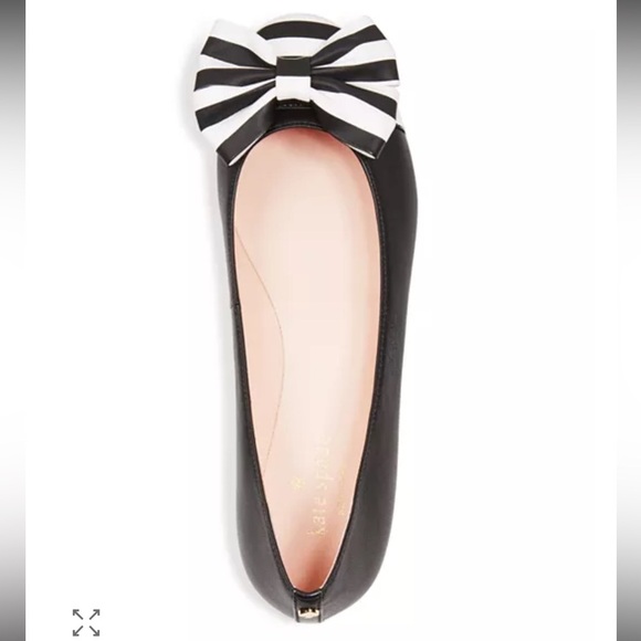 Kate Spade New York Wallace Bow Cap Toe Ballet Flats Black & White Size 9.5 - Picture 1 of 13